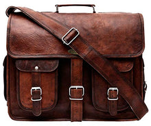 Load image into Gallery viewer, Handmade World Leather Messenger Bag 16 Inch Brown Air cabin Briefcase Leather Cross body Shoulder Large Laptop School bag (12" X 16")
