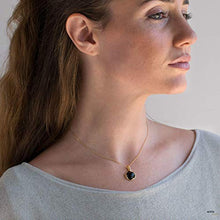 Load image into Gallery viewer, 14K Gold Plated over 925 Sterling Silver 12mm Onyx - Natural Black Gemstone Necklace Pendant, Leo Birthday December Birthstone Present - Handmade Jewelry Vintage Style Necklace, Gift for Women
