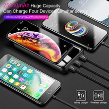 Load image into Gallery viewer, Wireless Portable Charger Power Bank 25000mAh - High Capacity with LCD Digital Display,3 USB Output &amp; Dual Input External Battery Pack Compatible with Smart Phones,Android Phone,Tablet and More

