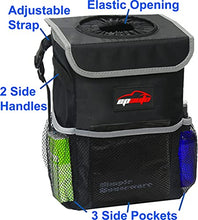 Load image into Gallery viewer, EPAuto Waterproof Car Trash Can with Lid and Storage Pockets, Black
