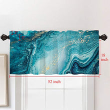 Load image into Gallery viewer, Batmerry Abstract Art Marble Agate Kitchen Valances Half Window Curtain, Abstract Painting in Blue Green Design Kitchen Valances for Windows Valance for Decor Reducing The Light 52x18 Inch

