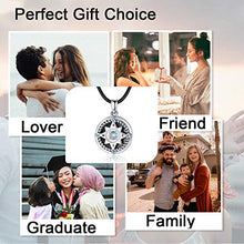 Load image into Gallery viewer, Locket Necklace That Hold Photos, 925 Sterling Silver Compass Locket with Natural Genuine Moonstone, Engraving "Always in my heart" Locket Pendant Necklace, Inspirational Compass Jewelry Moonstone Necklace Gift for Women Teens Daughter
