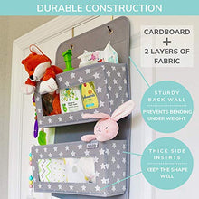 Load image into Gallery viewer, Vesta Baby Over the Door Hanging Organizer - Unisex Space-Saving 4-Pocket Storage Solution for Closet, Children's Room, Nursery - Clear-Window Caddy - 2 Utility Pockets for Small Items and Accessories
