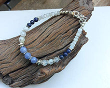 Load image into Gallery viewer, Natural Celestite bracelet, White blue gem bracelet, Moonstone Lapis celestite handmade bracelet
