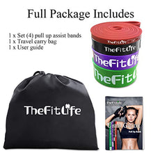 Load image into Gallery viewer, TheFitLife Resistance Pull Up Bands - Pull-Up Assist Exercise Bands, Long Workout Loop Bands for Body Stretching, Powerlifting, Fitness Training, with Carrying Bag and Workout Guide - Full Set
