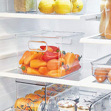 Load image into Gallery viewer, iDesign Plastic Bin, Kitchen Storage Organizer for Refrigerator, Freezer and Pantry, 8" x 8" x 6", BPA-Free, Medium, Clear
