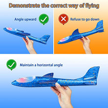 Load image into Gallery viewer, 2 Pack LED Light Airplane,17.5" Large Throwing Foam Plane,2 Flight Mode Glider Plane,Flying Toy for Kids,Gifts for 3 4 5 6 7 8 9 Years Old Boy,Outdoor Sport Toys Birthday Party Favors Foam Airplane
