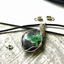 Load image into Gallery viewer, Genuine Natural Raw Emerald Crystal Pendant Necklace - Wire Wrapped Sterling Silver - May Birthstone Jewelry - Crystal Gift for Him and Her
