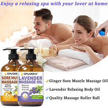 Load image into Gallery viewer, Massage Oil for Massage Therapy Kit,Ginger Oil Lymphatic Drainage-Arnica Sore Muscle Oil Massage &amp;Lavender Oil Relaxing Massage Oils,Massage Kit With Massage Roller Ball Valentines Gifts for Men Women
