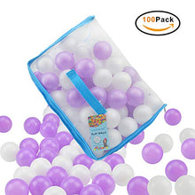 Load image into Gallery viewer, Lightaling 100pcs White &amp; Purple Ocean Balls &amp; Pit Balls Soft Plastic Phthalate &amp; BPA Free Crush Proof - Reusable and Durable Storage Mesh Bag with Zipper
