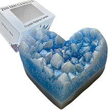 Load image into Gallery viewer, Zen Den Crystal Series - Geode Shaped Heart - Unscented Wax Candle - in Celestite (Blue) - to Generate Love and Positive Energy

