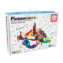 Load image into Gallery viewer, PicassoTiles 128 Piece Race Car Track Building Block Educational Toy Set Magnetic Tiles Magnet Playset 3 LED Car STEM Learning Construction Kit Hand-Eye Fine Motor Skill Training Brain Development
