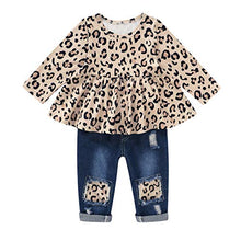 Load image into Gallery viewer, SANMIO Girl Clothes Outfits, Cute Toddler Baby Ruffle Sleeve Floral T-Shirt Tops with Ripped Jeans Pants Set
