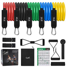 Load image into Gallery viewer, Recredo Resistance Bands Set 13pcs, Workout Bands, Exercise Bands Set with Door Anchor, Handles and Ankle Straps, Stackable Up to 150 lbs, for Resistance Training, Physical Therapy, Home Workouts
