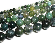 Load image into Gallery viewer, Natural Stone Beads, Moss Grass Agate Natural Stone Round Loose Green Beads for Jewelry Making 4/6/8/10/12 MM DIY Bracelet,12mm About 30pcs
