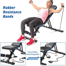 Load image into Gallery viewer, Merax Adjustable Workout Bench with Resistance Bands, Folding Utility 500LBS Super Max Weight Bench 7 Position AB Incline Gym Equipment
