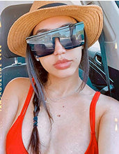 Load image into Gallery viewer, FEISEDY Fashion Siamese Lens Sunglasses Women Men Succinct Square Style UV400 B2470 (Black &amp; Marbling, 60)
