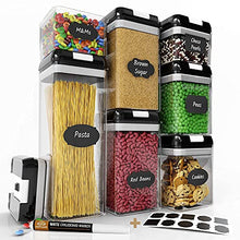 Load image into Gallery viewer, Airtight Food Storage Containers Set for Kitchen &amp; Pantry Organization 7 PC - BPA Free Plastic Dry Food Storage Containers with Easy Lock Lids - Stackable Sugar, Flour &amp; Cereal Canisters with Labels &amp; Marker
