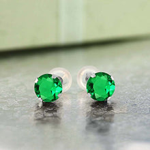 Load image into Gallery viewer, Gem Stone King 14K White Gold Green Nano Emerald Stud Earrings For Women (1.54 Cttw Round 6MM)
