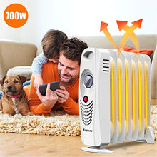 Load image into Gallery viewer, COSTWAY Oil Filled Radiator Heater, 700W Portable Space Heater with Adjustable Thermostat, Overheat Protection, Electric Heater for Bedroom, Indoor use
