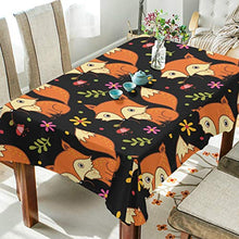 Load image into Gallery viewer, ALAZA Cute Cartoon Animal Fox Floral Tablecolth Table Cover for Party Dining Room Kitchen Decor,60 X 120,Stain and Wrinkle Resistant Washable Rectangle Table Cloth
