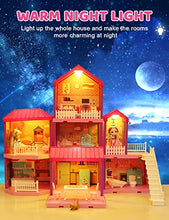 Load image into Gallery viewer, Doll House, Dollhouse w/ Furniture - Pink / Purple Girl Toys | 4 Stories, 11 Rooms w/ 2 Princesses, Slide, Lights, Gifts for 3 4 5 6 7 8 9 10 Year Old Girls Toys(27.6" x 26.8" x 35.8")
