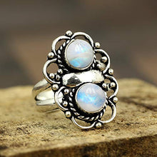 Load image into Gallery viewer, Moonstone Ring Size 7 Silver Plated Handmade Ring
