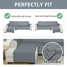 Load image into Gallery viewer, HDCAXKJ Sectional Couch Covers for Dogs Water Resistant L Shape Sofa Cover Pet Friendly Sectional Slipcovers Living Room Reversible Non Slip Furniture Protector with Straps Washable (Gray, Large)
