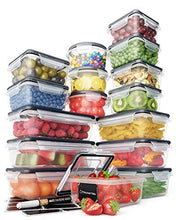 Load image into Gallery viewer, Food Storage Containers Set - Airtight Plastic Containers with Easy Snap Lids (16 Pack) - Leak Proof Kitchen &amp; Pantry Organization - BPA-Free - 16 Chalkboard Labels &amp; Marker - Chef’s Path
