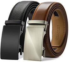 Load image into Gallery viewer, Belts Men, CHAOREN Leather Ratchet Belt 2 Pack with Click Sliding Buckle 1 3/8" in Gift Set Box - Adjustable Trim to Fit
