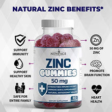 Load image into Gallery viewer, Zinc Gummies - 2 Pack - 50mg High Potency Immune Booster Zinc Supplement, Immune Defense, Powerful Natural Antioxidant, Non-GMO - by New Age, 120 Count
