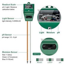 Load image into Gallery viewer, SONKIR Soil pH Meter, MS02 3-in-1 Soil Moisture/Light/pH Tester Gardening Tool Kits for Plant Care, Great for Garden, Lawn, Farm, Indoor &amp; Outdoor Use (Green)

