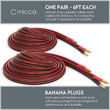Load image into Gallery viewer, Micca 14 Gauge Pure Copper Speaker Wire, 6 Feet 2 Pack, Gold Plated Banana Plugs, Soldered Construction, Slim Design, 245 Strands, for Stereo or Home Theater, 2 Meters Pair
