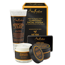 Load image into Gallery viewer, SheaMoisture African Black Soap Facial System Kit |4oz. Facial Wash &amp; Scrub |4 oz. Problem Skin Facial Mask | 2oz. Moisturizer | 3.5oz Bar Soap
