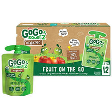 Load image into Gallery viewer, GoGo squeeZ Organic Fruit on the Go, Apple Apple, 3.2 oz. (12 Pouches) - Tasty Kids Applesauce Snacks Made from Organic Apples - Gluten Free Snacks For Kids - Nut &amp; Dairy Free - Vegan Snacks
