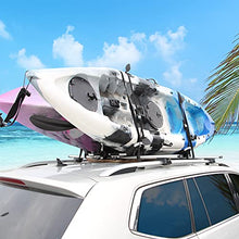 Load image into Gallery viewer, Epomaking Kayak Roof Carrier Rack J-Style Folding with Paddle Holders of Holding 2 Kayaks for Canoe/SUP/Kayaks/Surfboard/Ski Board Rooftop Mount on SUV/Car/Truck, Made of Aviation Grade Aluminum Alloy
