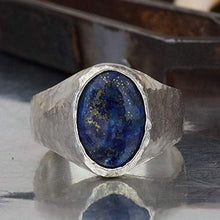 Load image into Gallery viewer, Bold Collection By Omer Large Lapis Men's Ring Handmade 925 Sterling Silver
