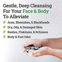 Load image into Gallery viewer, Natural Activated Charcoal Soap Bar (2-Pack) | Hand, Foot &amp; Body Soap for Acne, Blackheads, Eczema, Athletes Foot | Tea Tree, Peppermint &amp; Charcoal Soap | Vegan, Cruelty Free | Made In USA | 8 Oz
