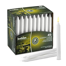 Load image into Gallery viewer, Bolsius Straight Unscented White Candles Pack of 45-7-inch Long Candles - 7 Hour Long Burning Candles - Perfect for Emergency Candles, Chime Candles, Table Candles for Wedding, Dinner, Christmas
