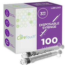 Load image into Gallery viewer, Care Touch Luer Lock Syringes | Disposable 3mL Count Syringes - No Needles | Great for Oral Medicine and Home Care, 100 Count
