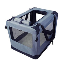 Load image into Gallery viewer, JESPET Soft Dog Crates Kennel for Pets, 3 Door Soft Sided Folding Travel Pet Carrier with Straps and Fleece Mat for Dogs, Cats, Rabbits, Grey Blue &amp; Beige (26" L x 20" W x 20" H, Grey)
