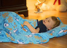 Load image into Gallery viewer, Bambino Bliss Kids Nap Mat with Removable Pillow - Soft, Lightweight Mats, Easy Clean Toddler Nap Pad for Preschool, Daycare, Kindergarten - Children Sleeping Bag (Shark)
