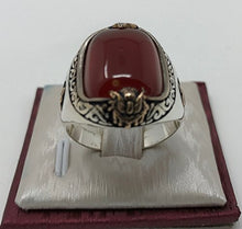 Load image into Gallery viewer, KAR 925K Stamped Sterling Silver Agate (Aqeeq) Men's Ring K41B (9.75)
