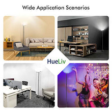 Load image into Gallery viewer, Floor Lamp, HueLiv Super Bright RGBW Smart WiFi LED Floor Lamp for Reading, Dimmable Torchiere, for Living Rooms Bedrooms, for DIY, Compatible with Alexa &amp; Google Home, Black, 25W
