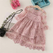 Load image into Gallery viewer, NNJXD Girls Dress Autumn Winter Long Sleeve Sequin Star Children Party Dress Casual Wear Size (130) 5-6 Years Yellow&amp;
