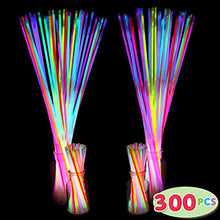 Load image into Gallery viewer, 300 Pack Glow Sticks with 100 22” Necklaces + 200 8” Bracelets Connector Included; Glow in The Dark Halloween Party Bulk Supplies, Neon Light Up Accessories for 4th of July &amp; Independent Day
