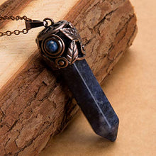 Load image into Gallery viewer, Bivei Retro Antique Brass Chakra Necklace Hexagonal Prism Gemstone Quartz Crystal Stone Healing Pendant(Sodalite)
