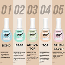 Load image into Gallery viewer, 5+3 Pcs Dipping Powder Liquid Set- 15ml Large Capacity Dip Powder Base &amp; Top, Bond, Activator, Brush Saver for Dip Powder Nail Kit No Nail Lamp Needed (0.5oz)

