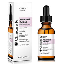 Load image into Gallery viewer, Clinicare Rx Retinol Facial Serum | Topical Face Serum with Vitamin C &amp; E | Anti Aging Anti Wrinkle | Reduce the appearance of fine lines, wrinkles, and scars | 1 fl. oz.
