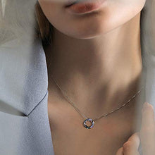 Load image into Gallery viewer, Christmas Birthday Jewelry Gift for Her, Circle Crystal Pendant Necklace for Women with Swaovski Element 925 Simple Dainty Sterling Silver Necklace(Dia 0.78'' Circle Purple)
